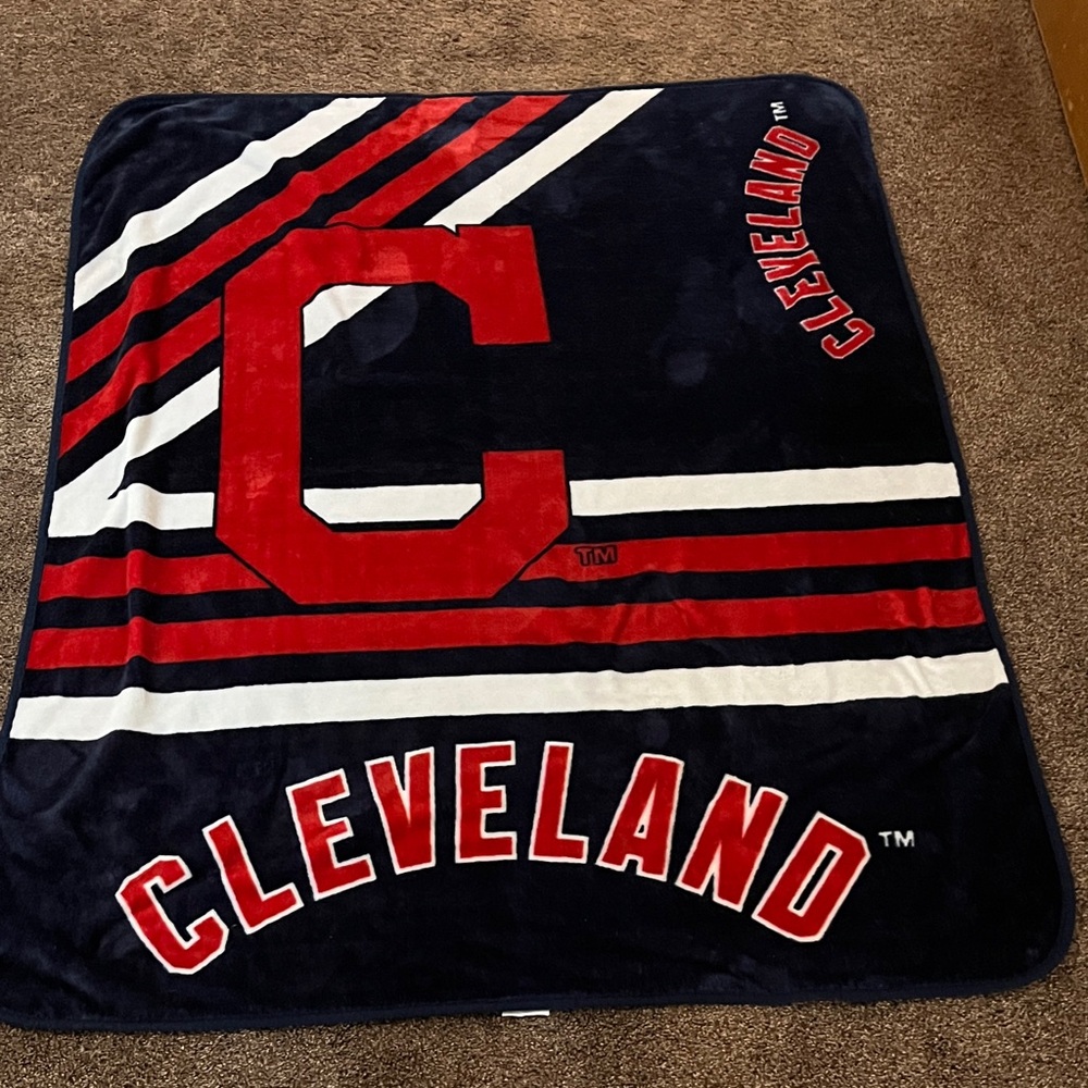 Cleveland Guardians Navy and Red Fleece Blanket